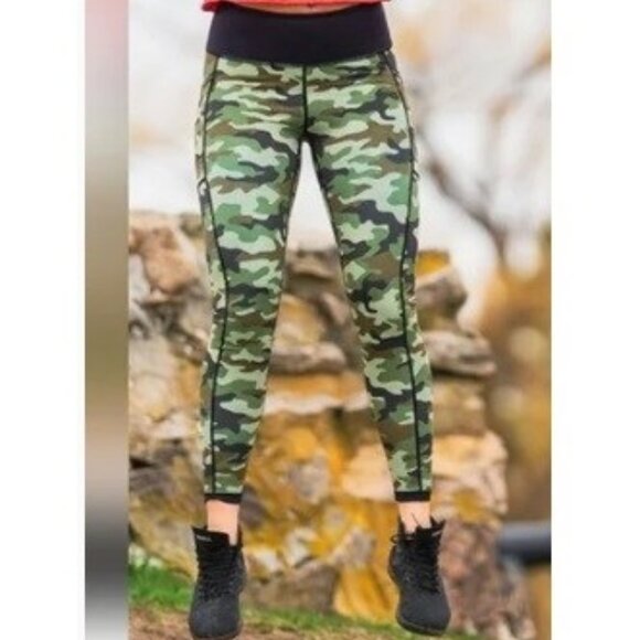 Camo Print Women's Full Length Leggings - Picture 2 of 5